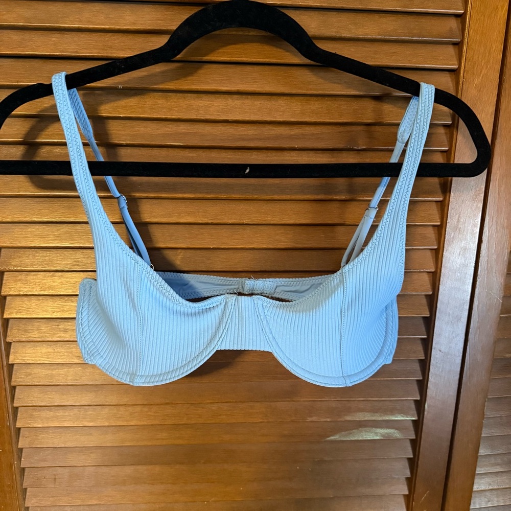 Frankie’s Bikinis Light Blue Ribbed Underwire Swim Top